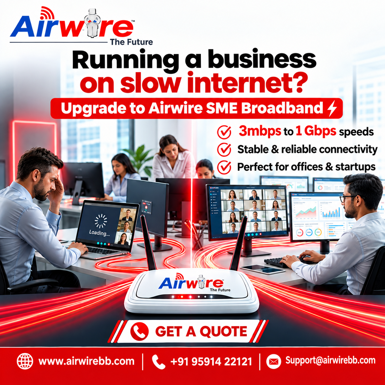 Airwire businessConnection in Bangalore, Low-cost internet
